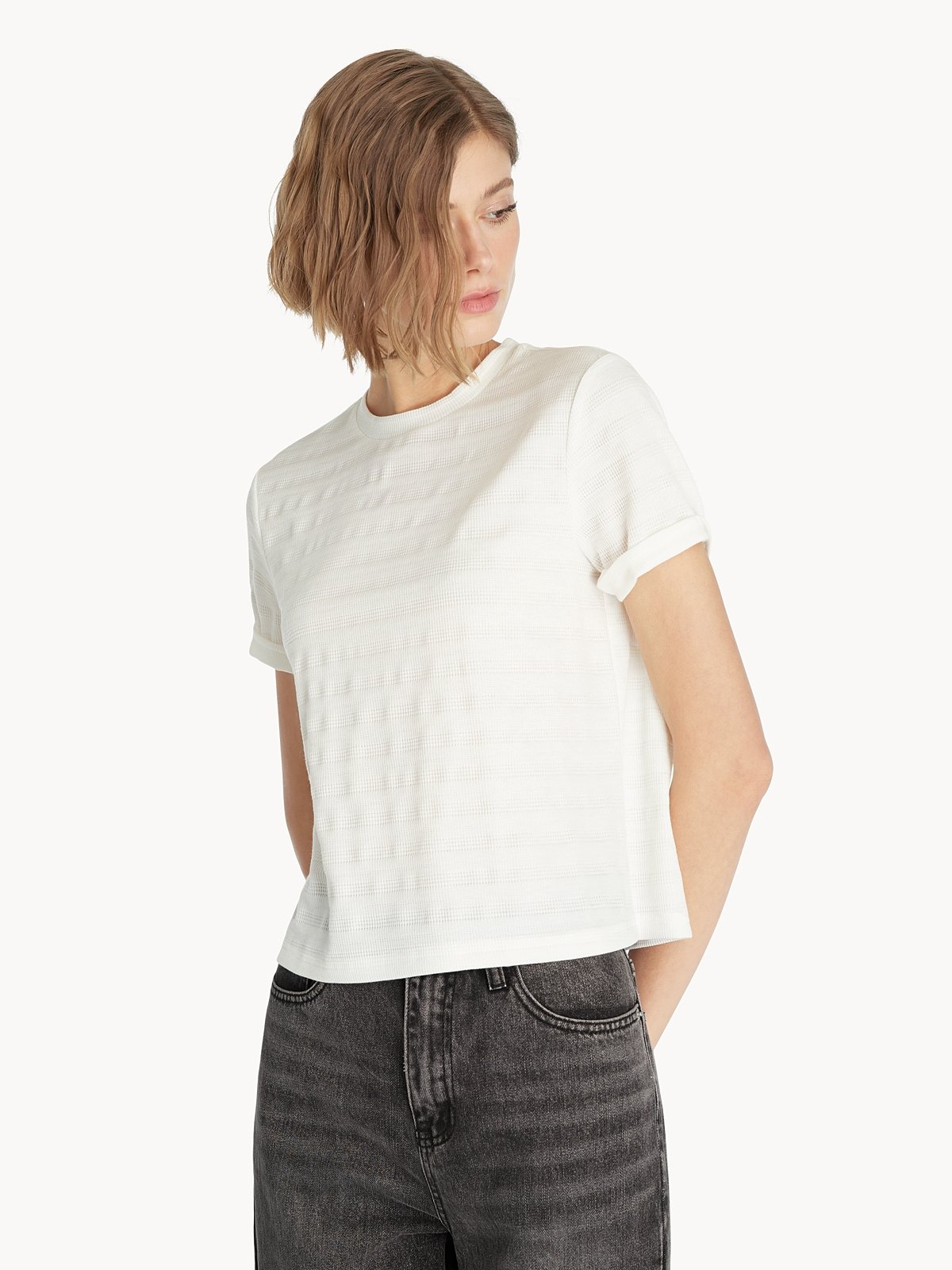 White cropped sale crew neck