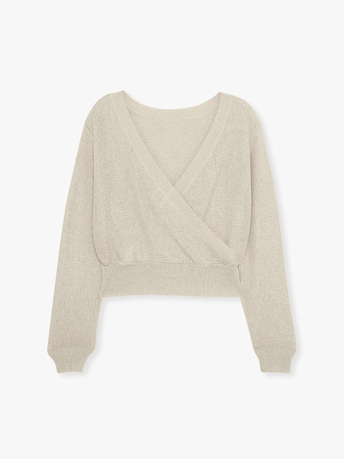 Surplice Glitter Knit Crop Sweater Beige Pomelo Fashion