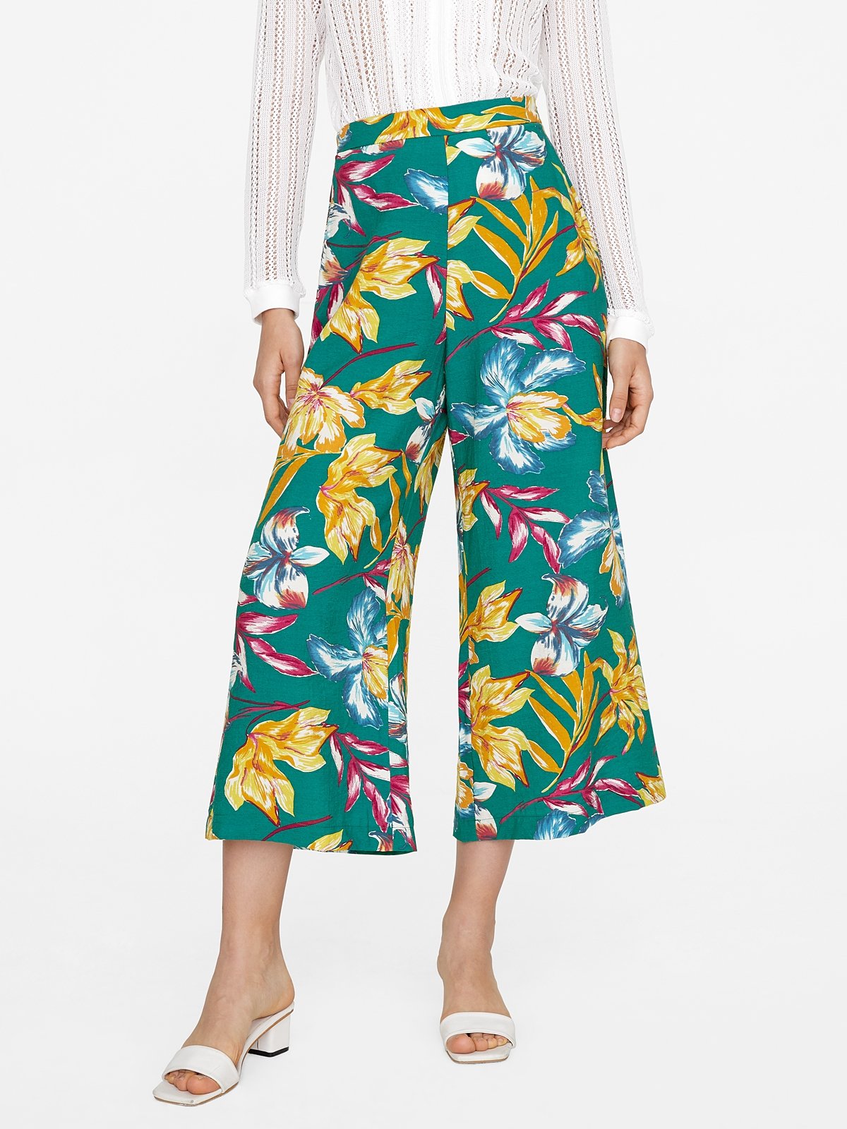 Zara floral new arrivals wide leg pants