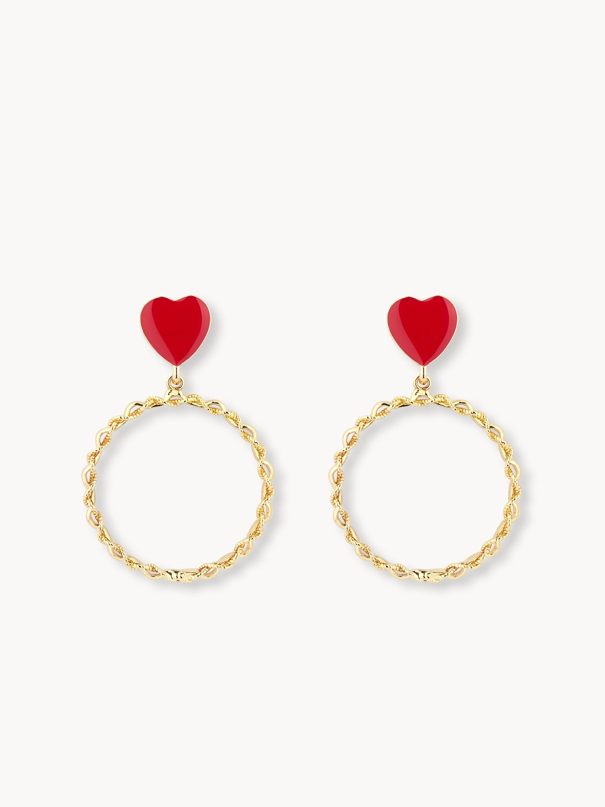 Red heart clearance hoop earrings