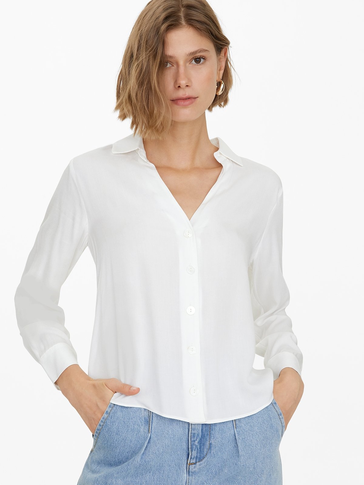 White baggy button up shirt cheap