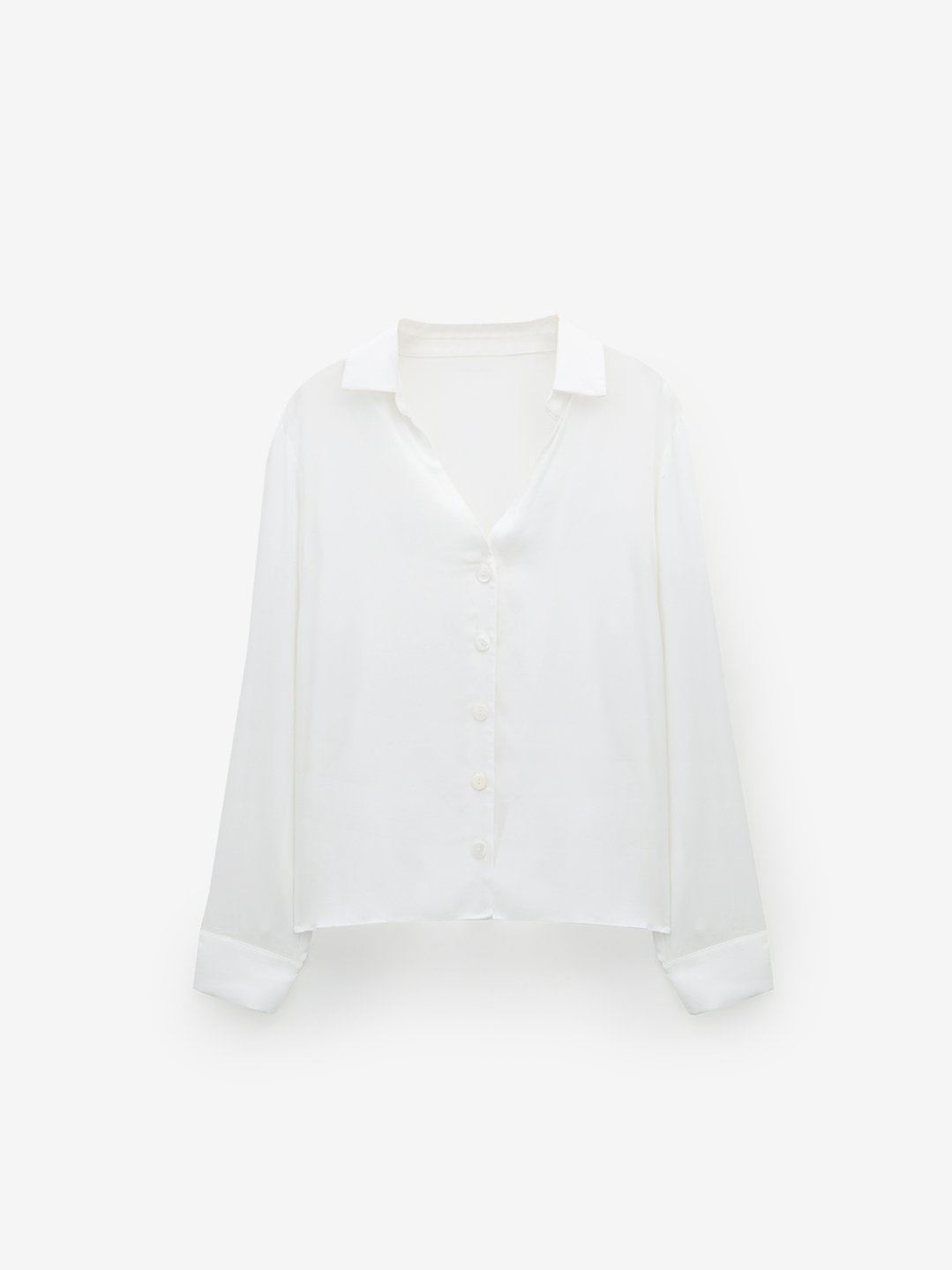 Sustainable Long Sleeve Button Down Shirt - White - Pomelo Fashion