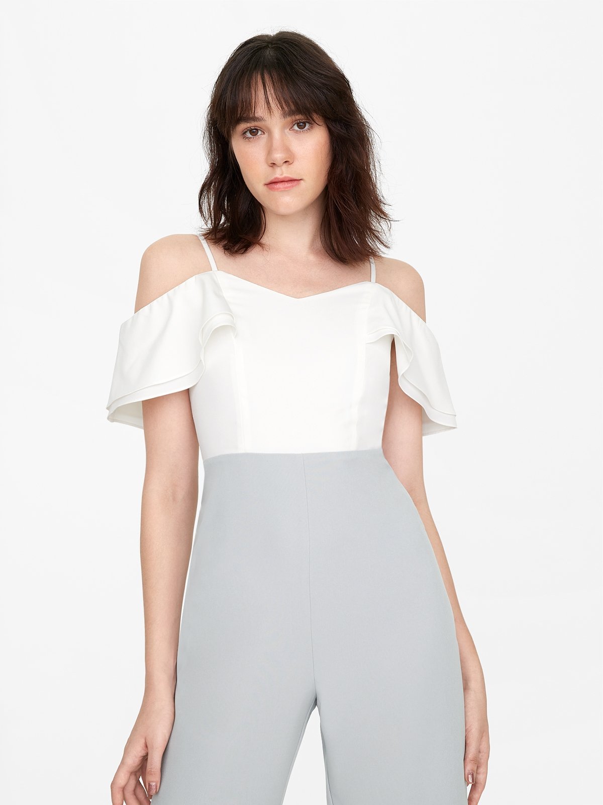 White cold shoulder discount jumpsuit