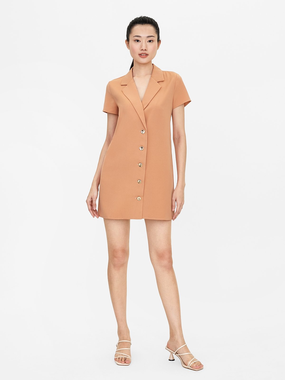 Mini Collared Dress Peach Pomelo Fashion