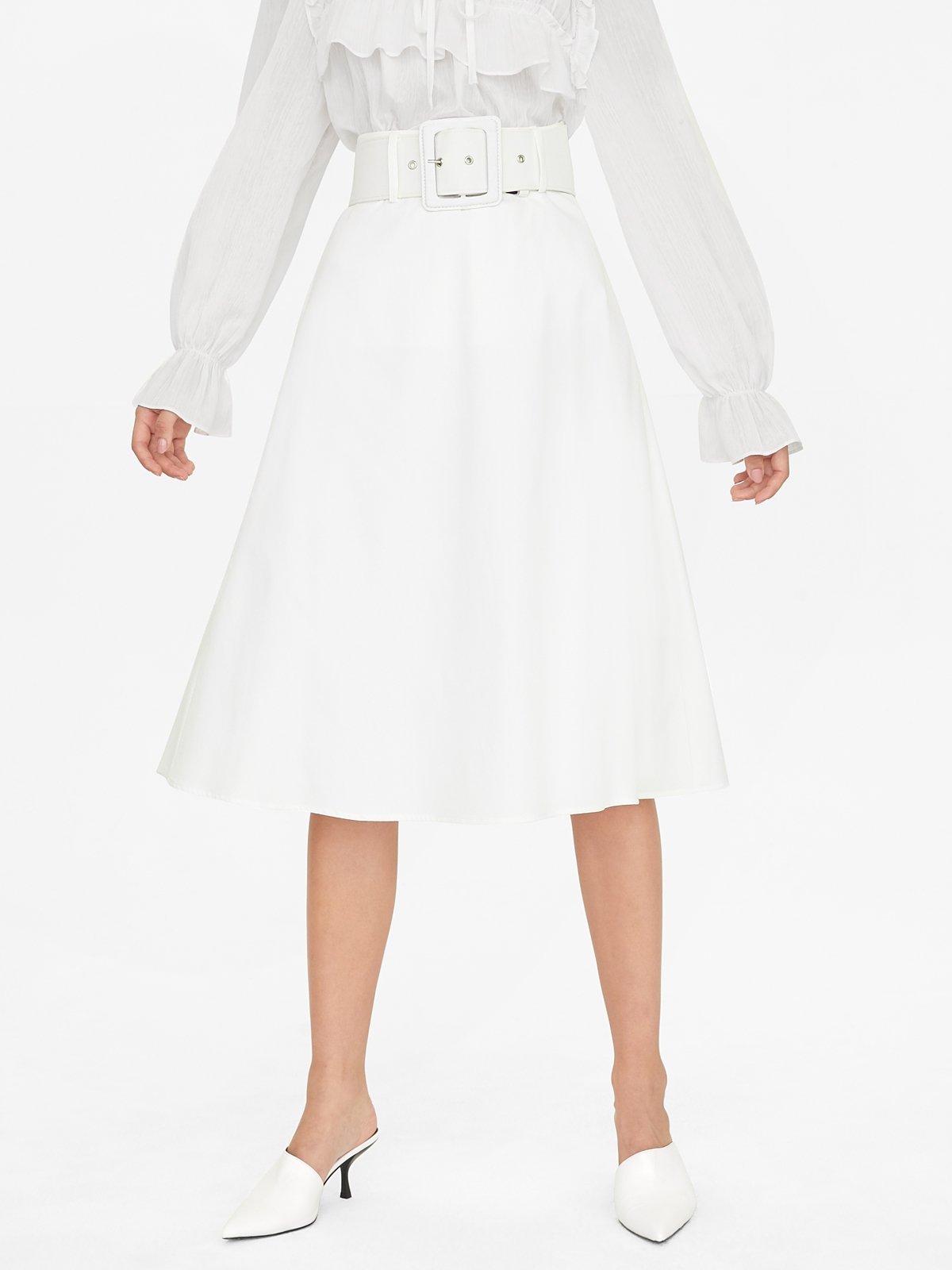 High waisted white flare skirt online