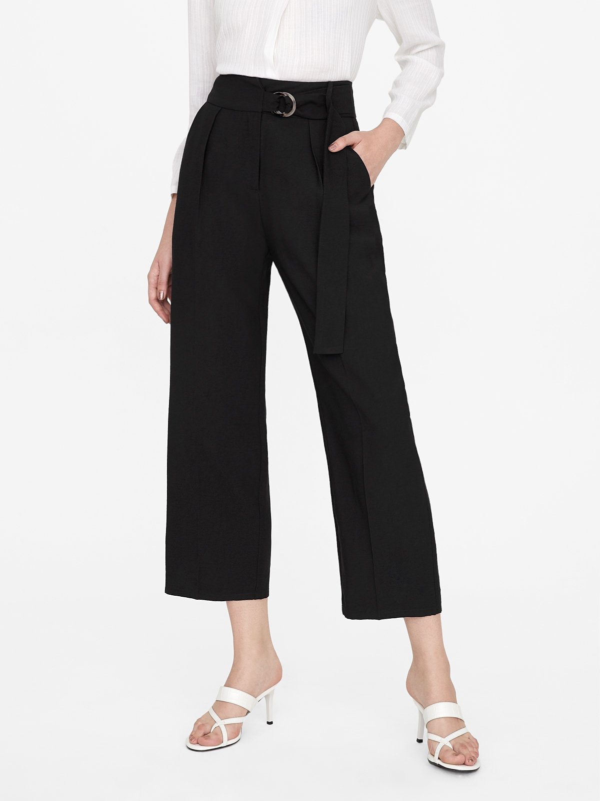 Straight Leg Elastic High Waist Lace Tie Trim Pant main image 1
