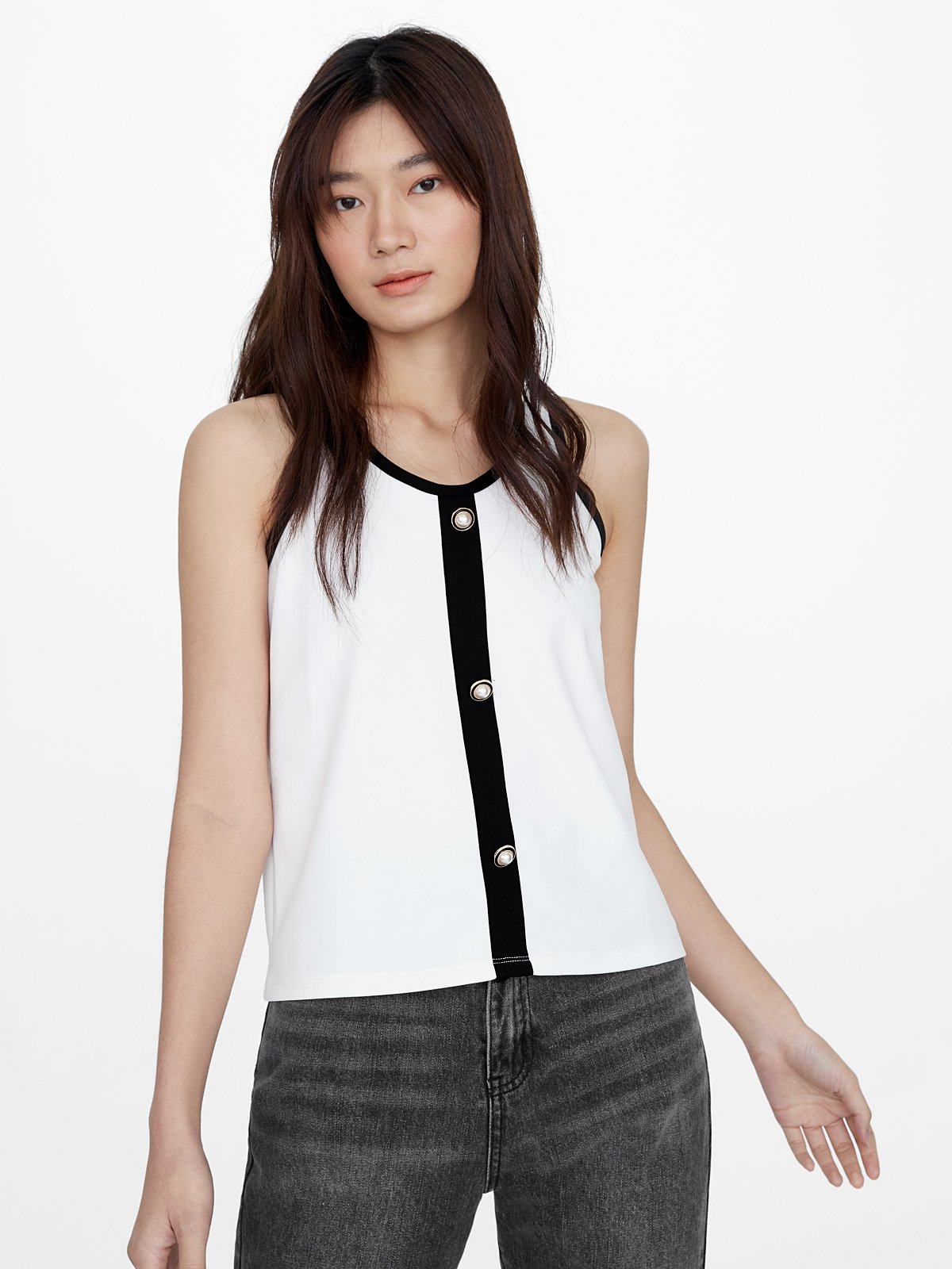 Diana White Button Tank main image 0