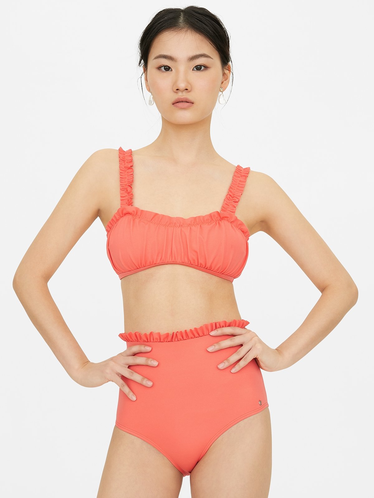High waisted frill bikini bottoms hotsell