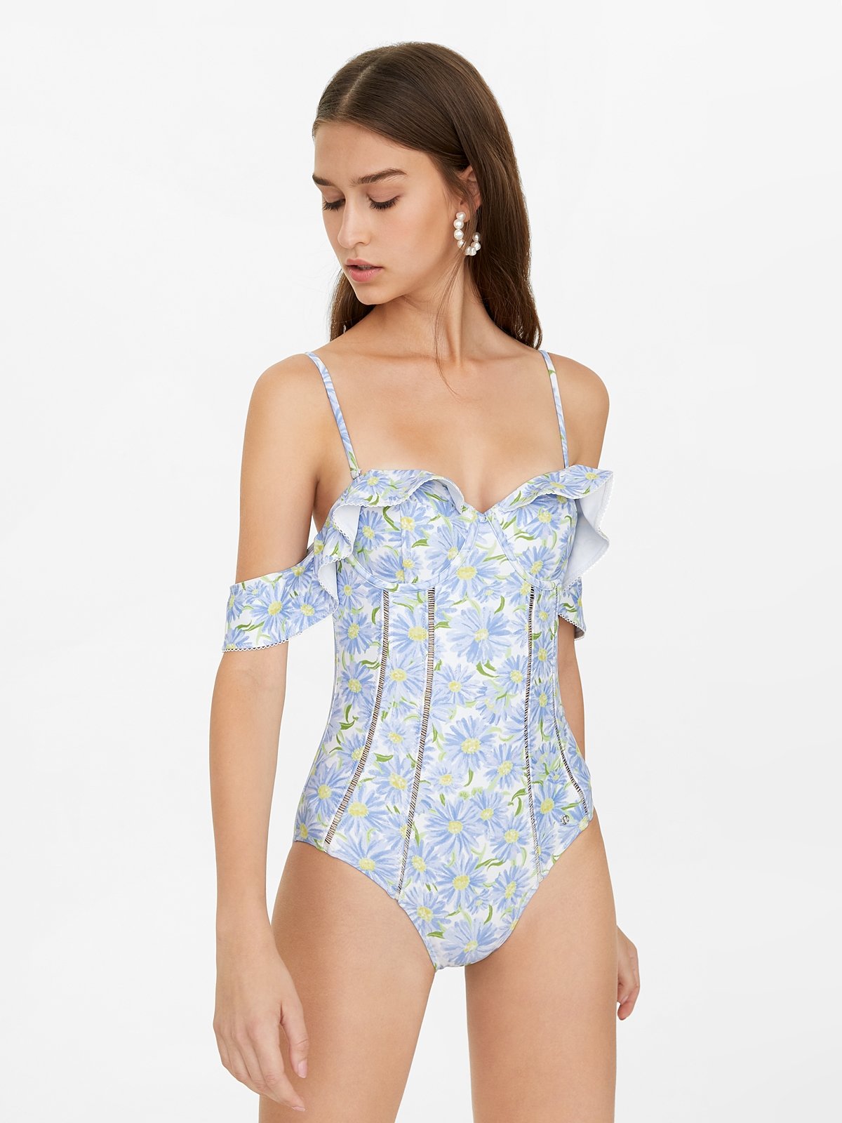White hotsell floral swimsuit