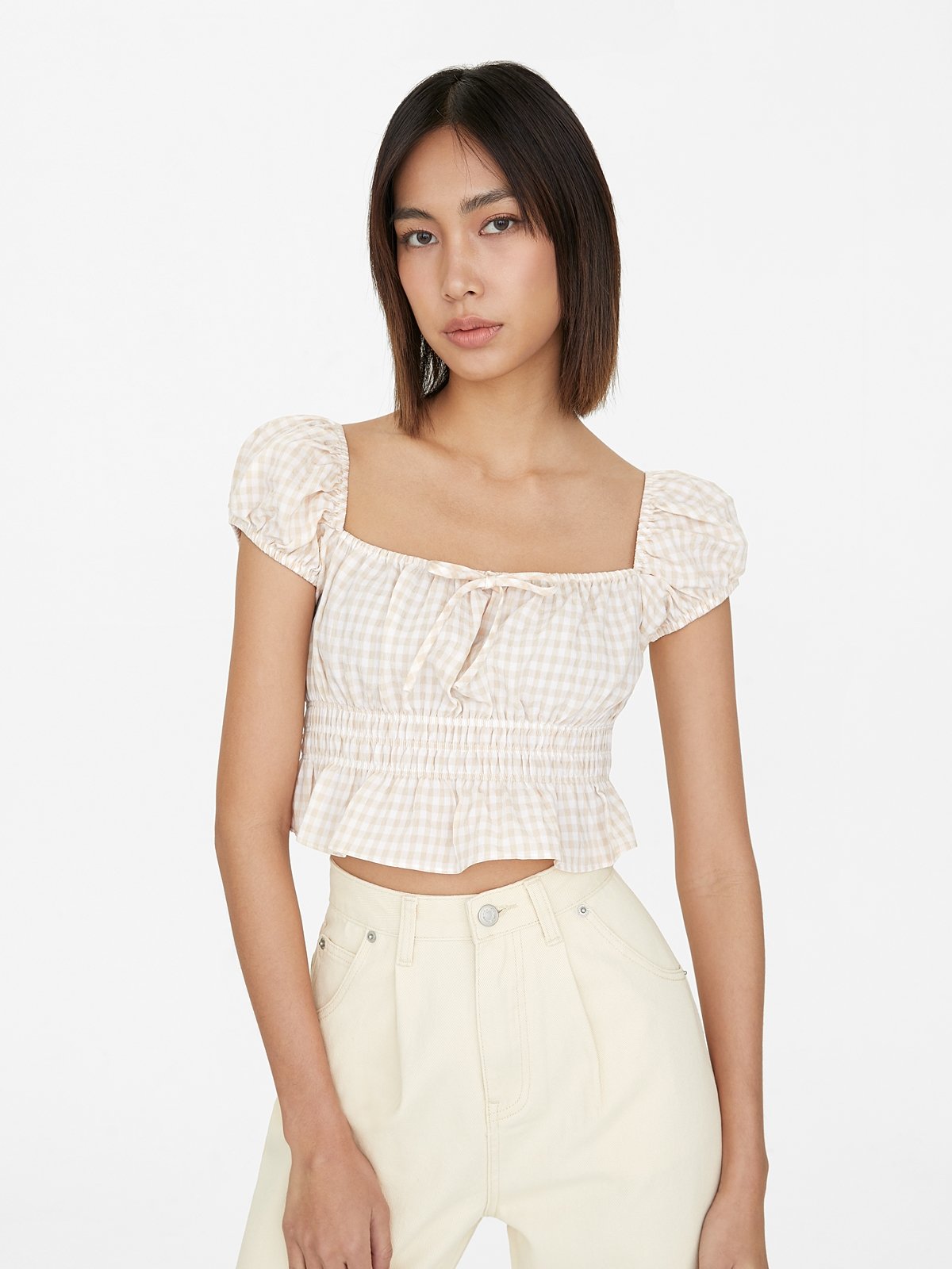 Smocked gingham top top