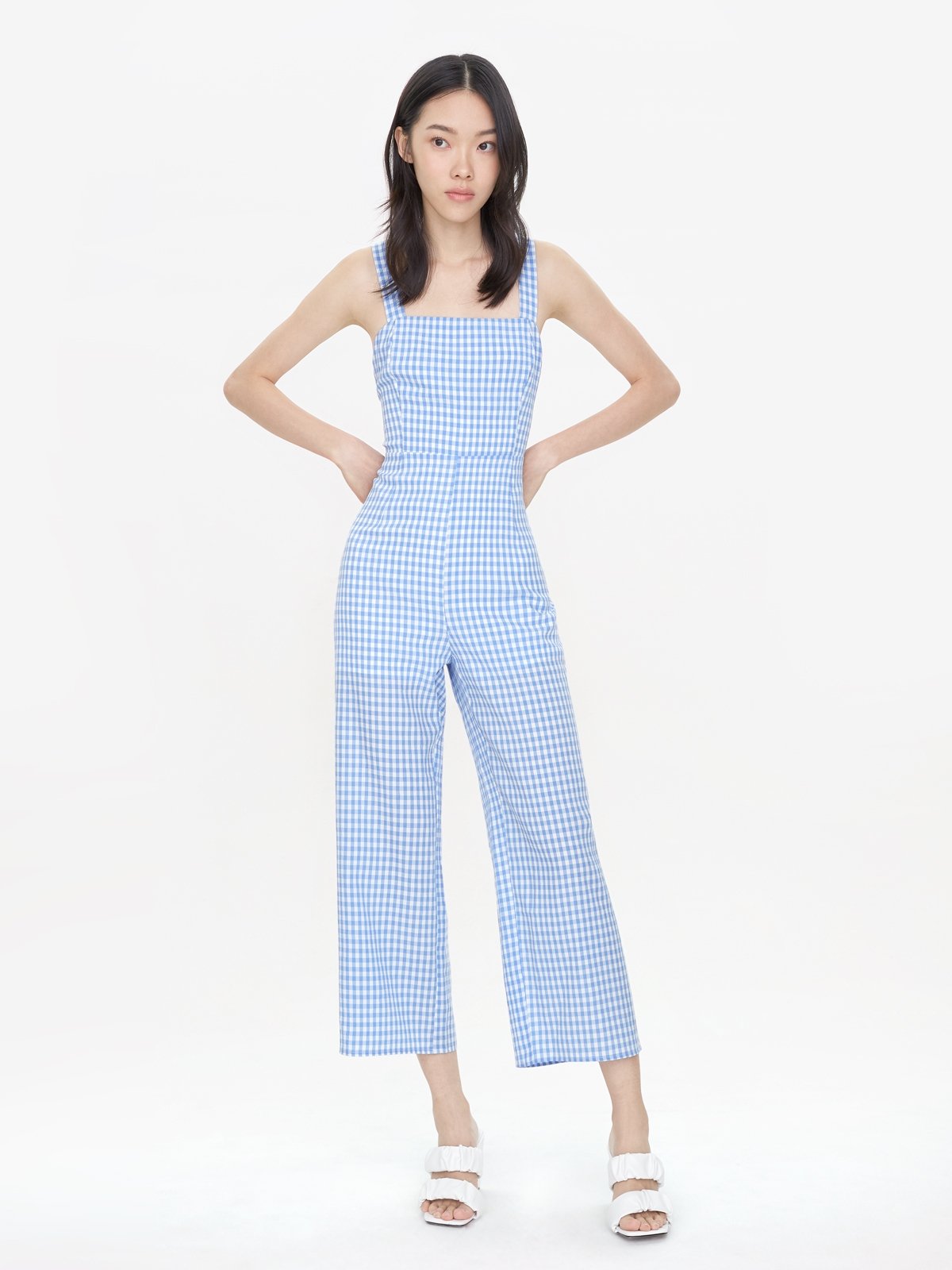 Green Gingham Button Jumpsuit main image 0