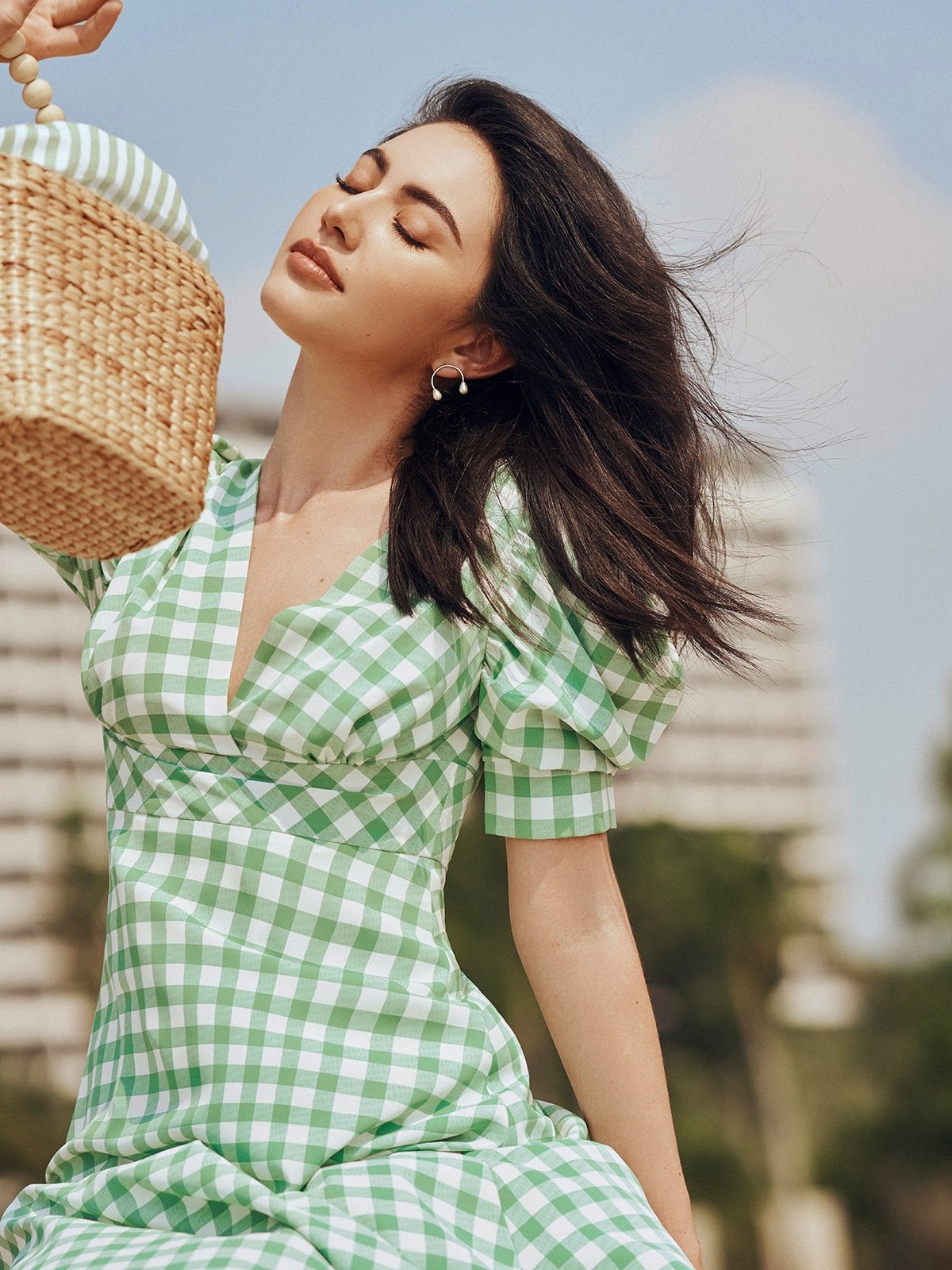 White gingham new arrivals dress