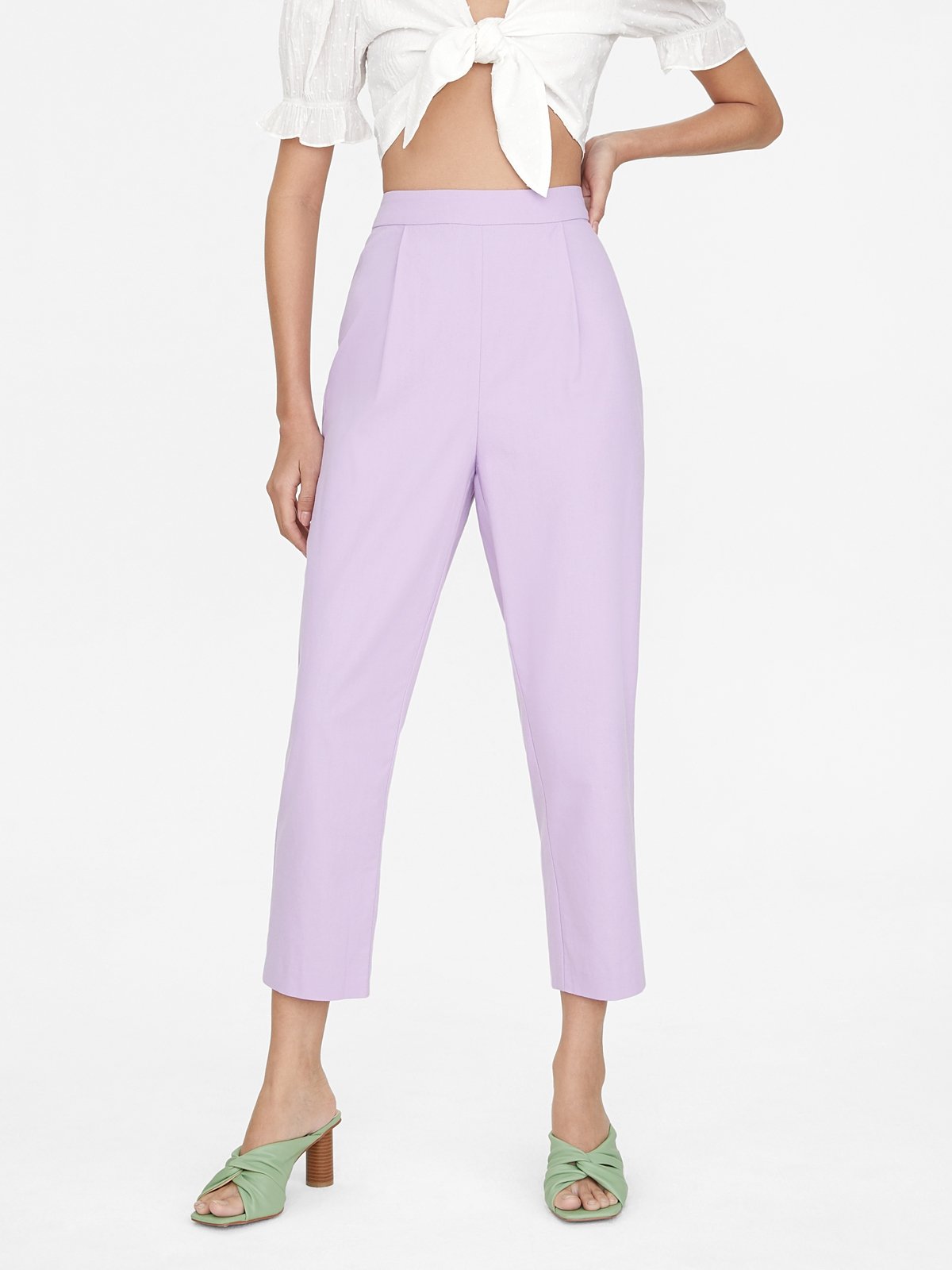 Front Pleated Pants Purple Pomelo Fashion