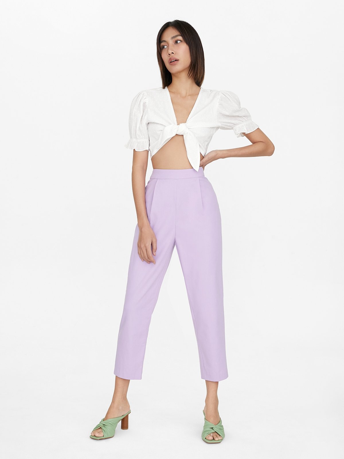 Purple pleated hotsell pants