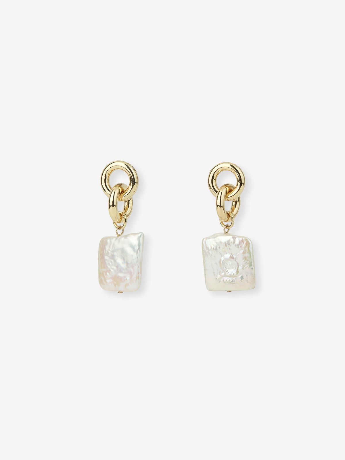 Square Shaped Pearl Drop Earrings Gold Pomelo Fashion