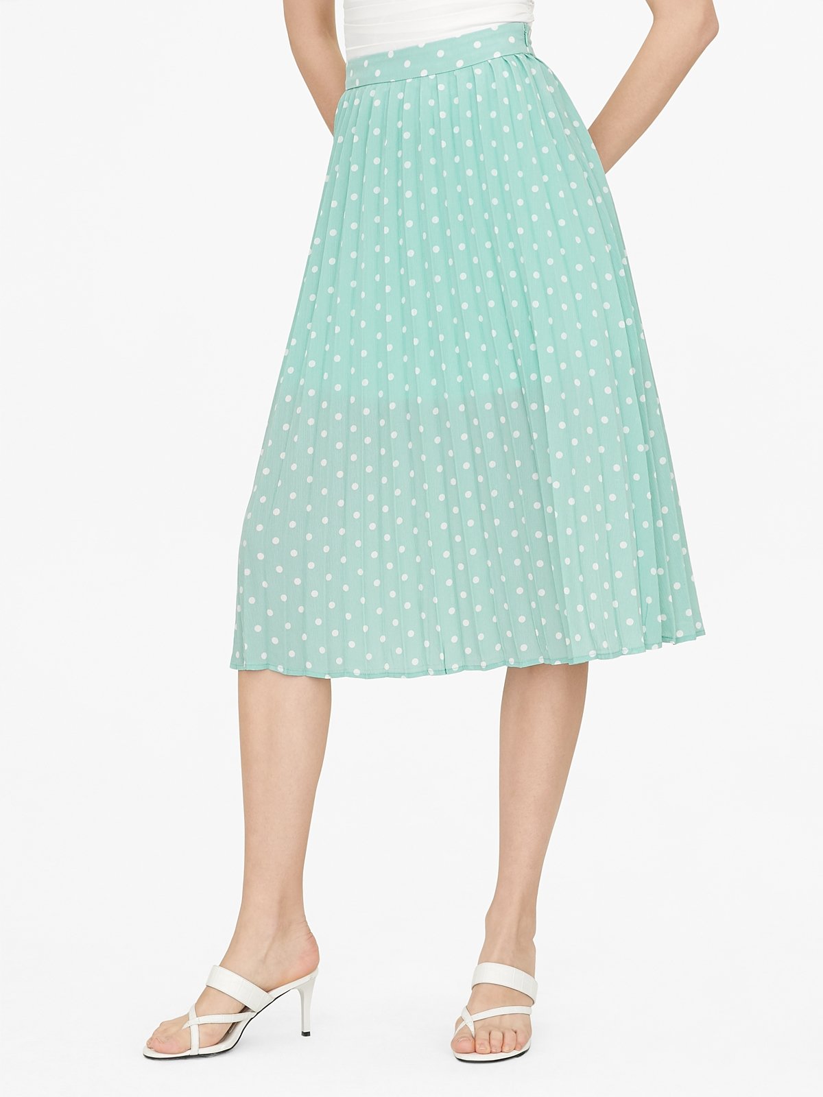 Long pleated polka dot skirt new arrivals