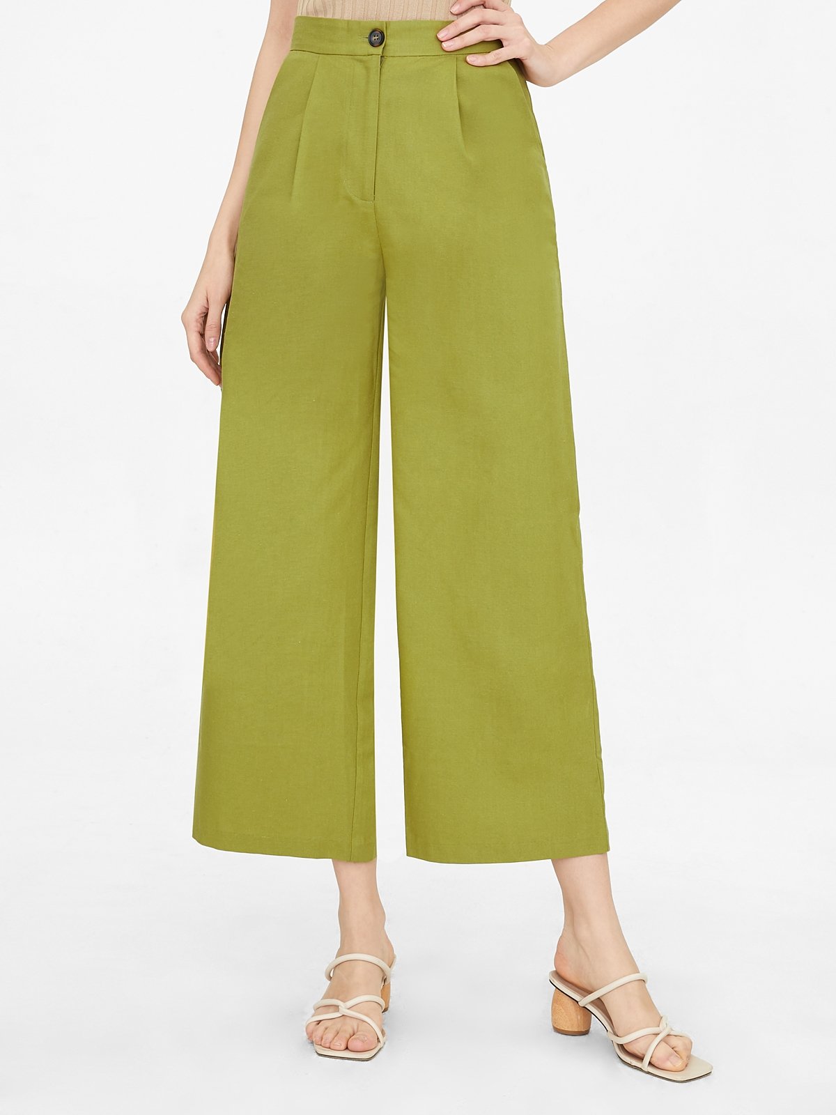 Wide leg pants green pomelo fashion
