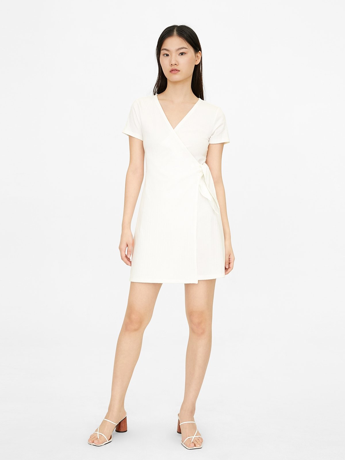 White short shop wrap dress