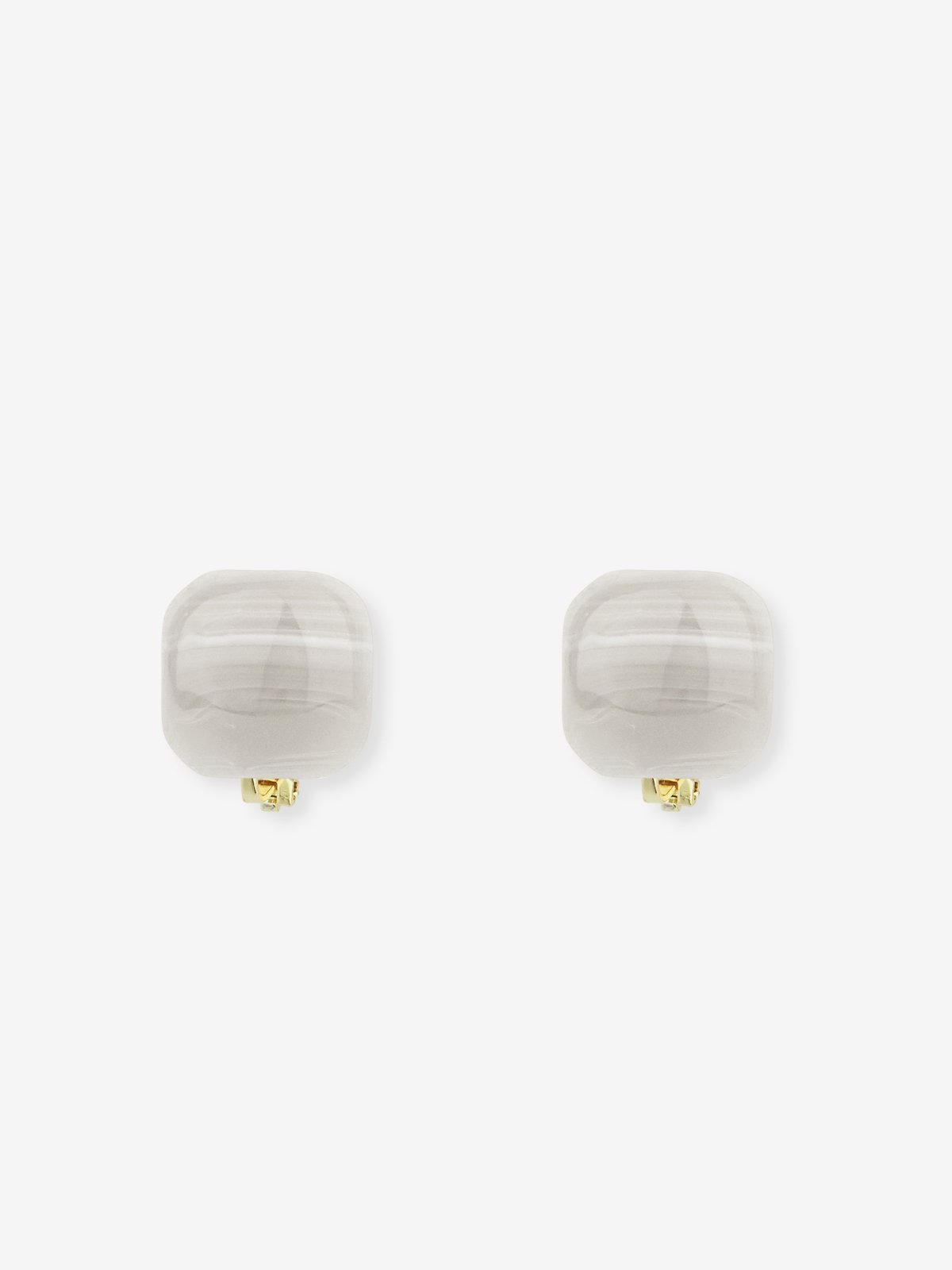 Marble Effect Square Stud Earrings White