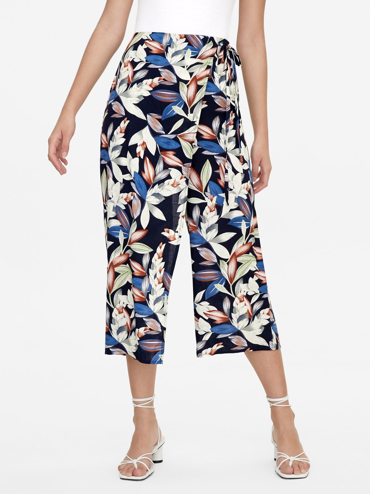 Bold Floral Wrap Pants Navy Pomelo Fashion bold-floral-wrap-pants-navy-pomelo-fashion