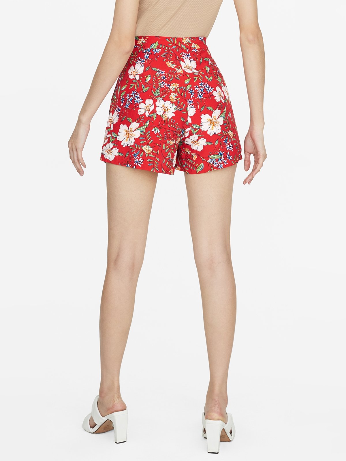 Red shop floral shorts