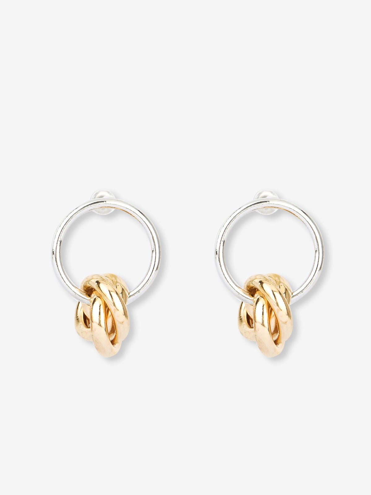 Two Tone Circular Double Hoop Earrings Gold Pomelo Fashion