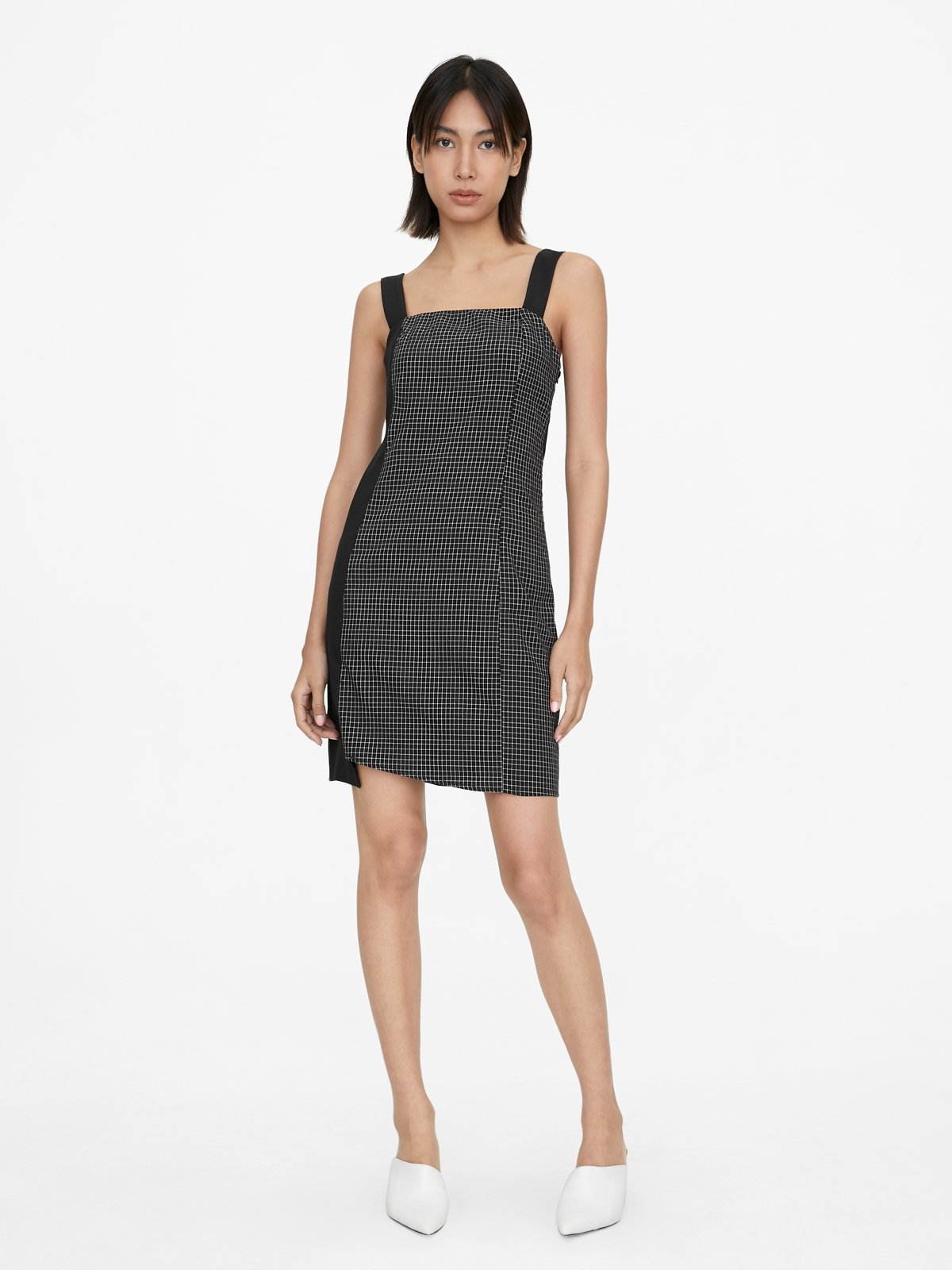 Grid print dress deals
