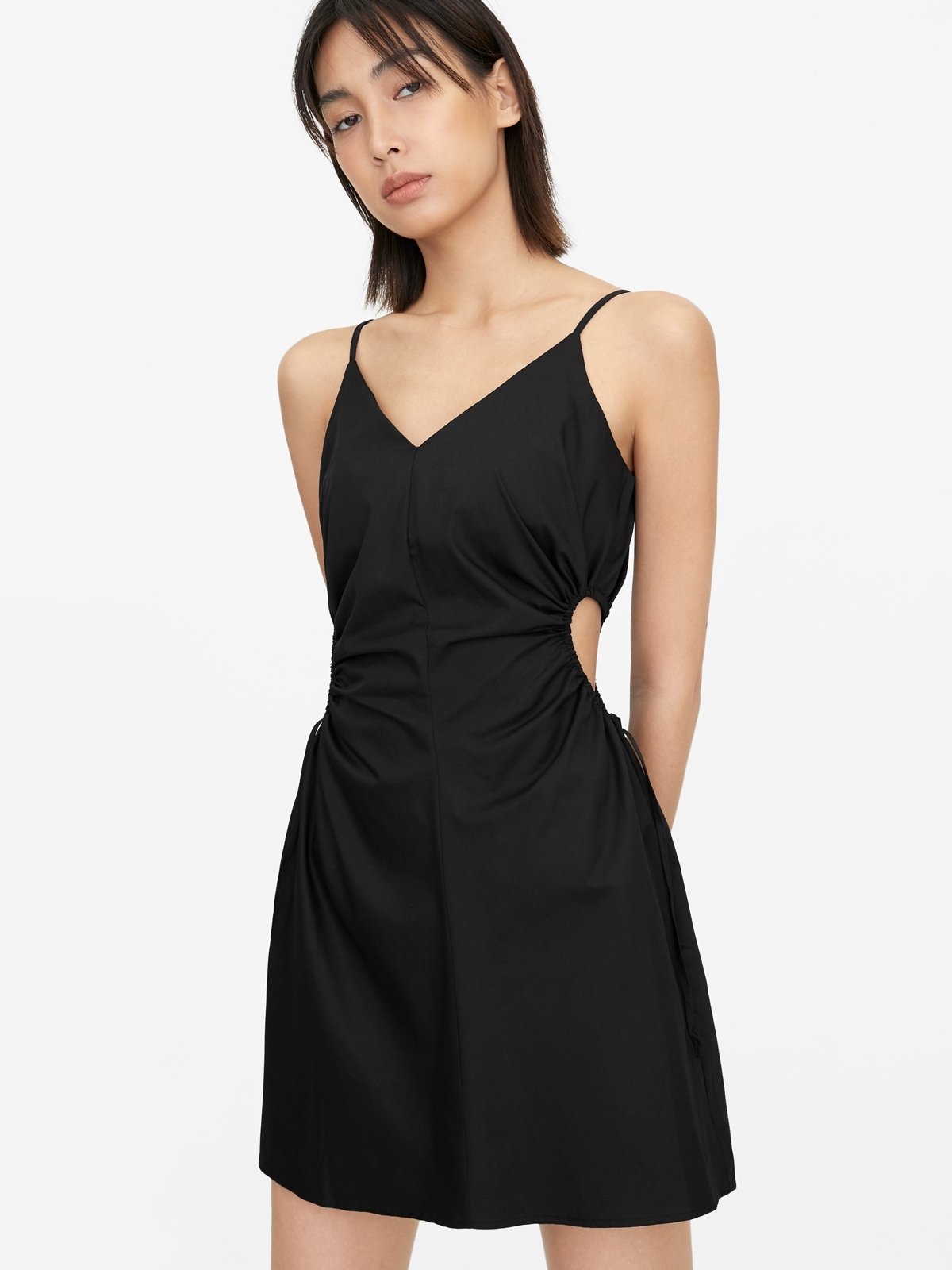 Side Cut Out Dress Black Pomelo Fashion