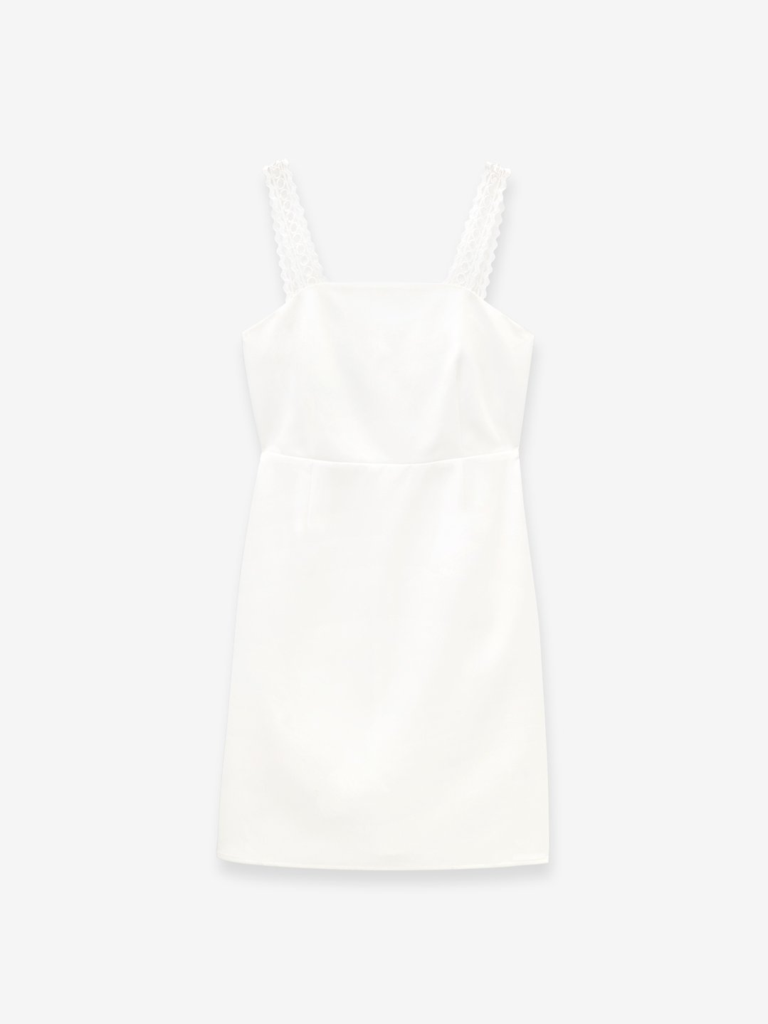 Lace Strap Fitted Dress - Off White - Pomelo Fashion