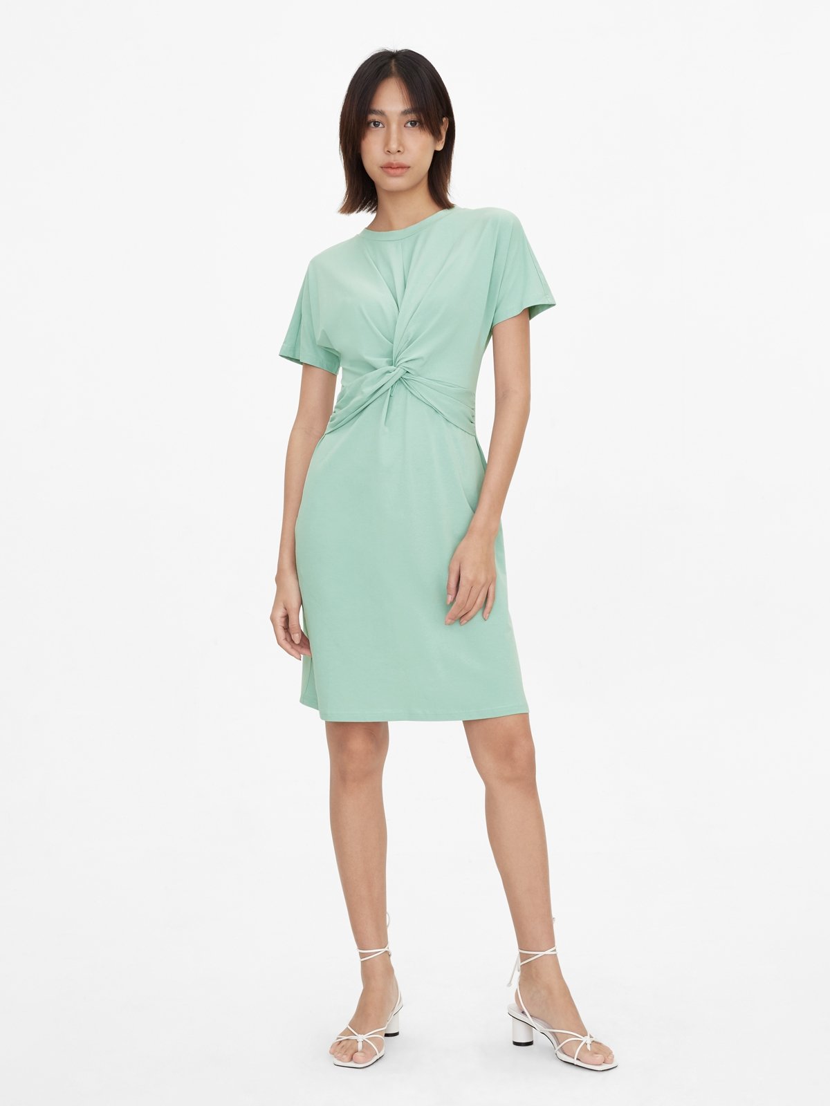 Front Knot Crew Neck Dress Mint Pomelo Fashion