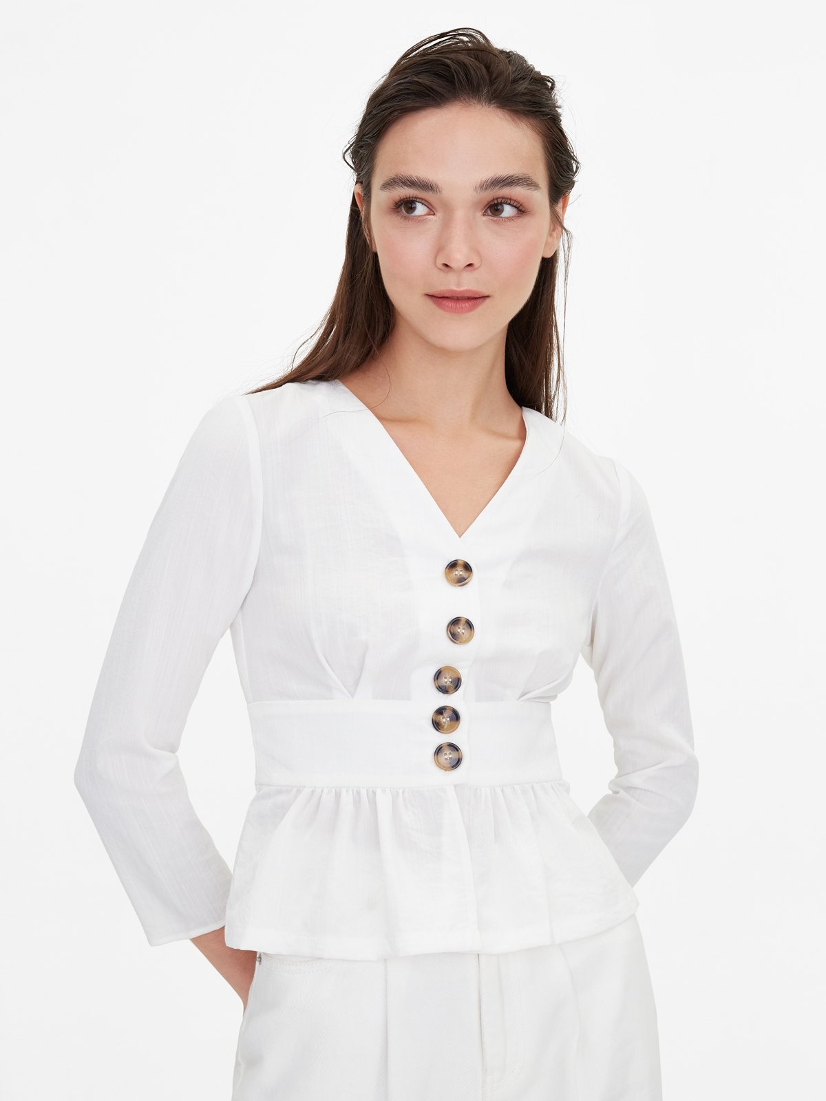 Peplum blouse deals white