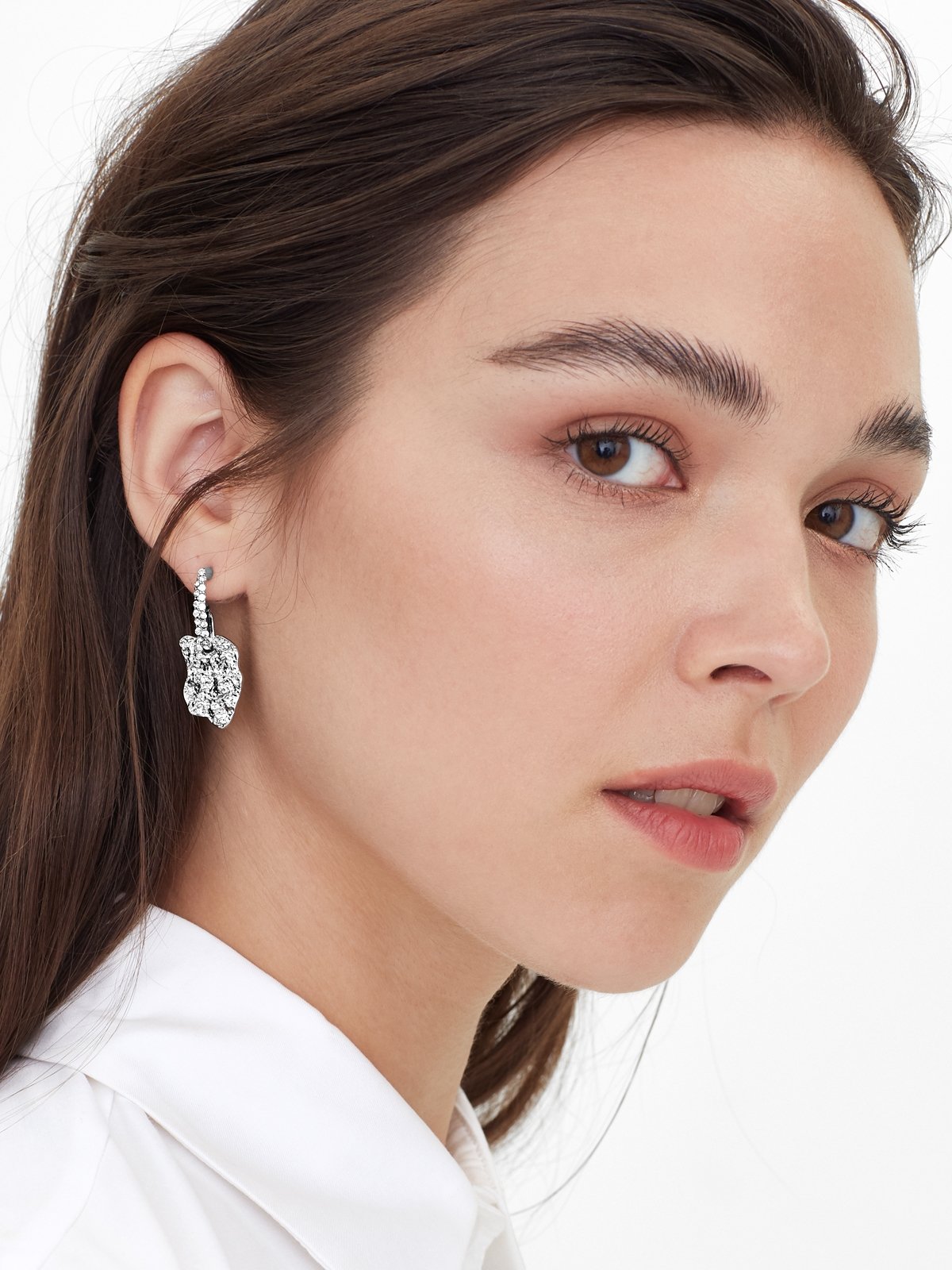 Silver diamante shop drop earrings