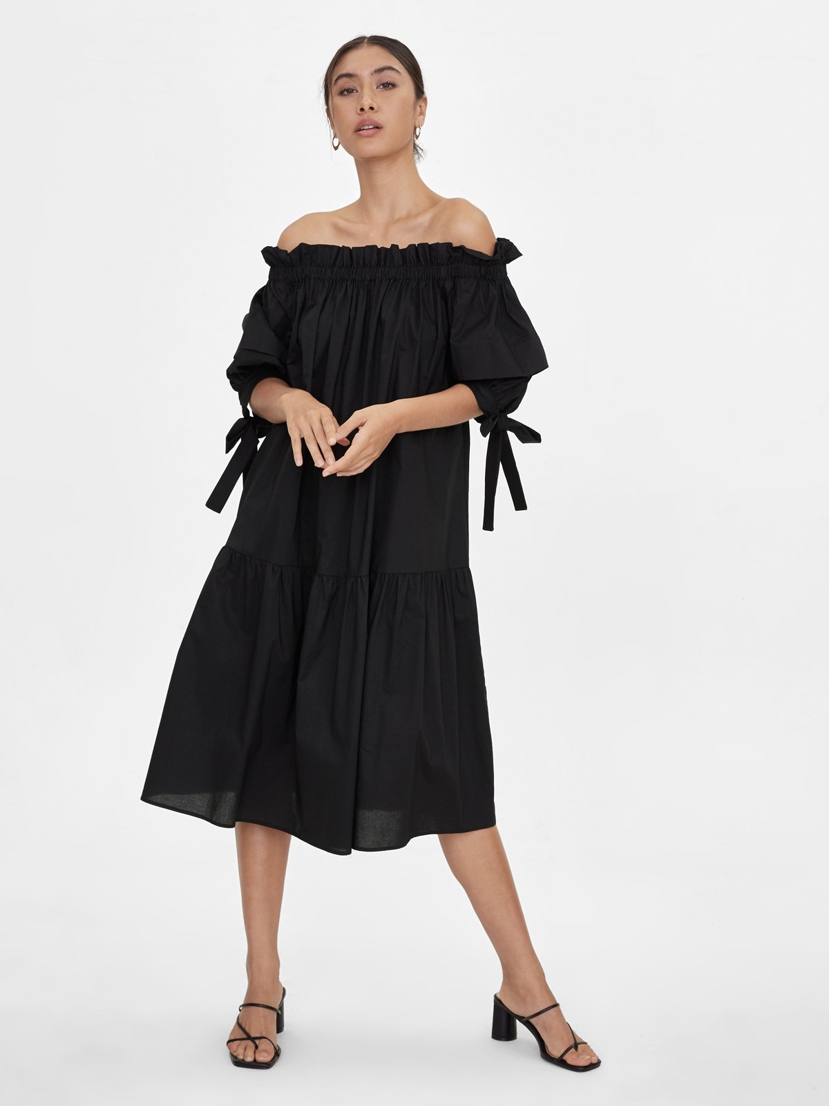 Off Shoulder Loose Dress Black Pomelo Fashion
