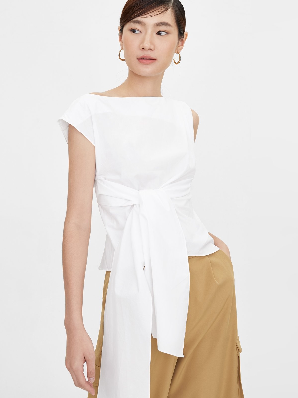 Asymmetric Blouse in White