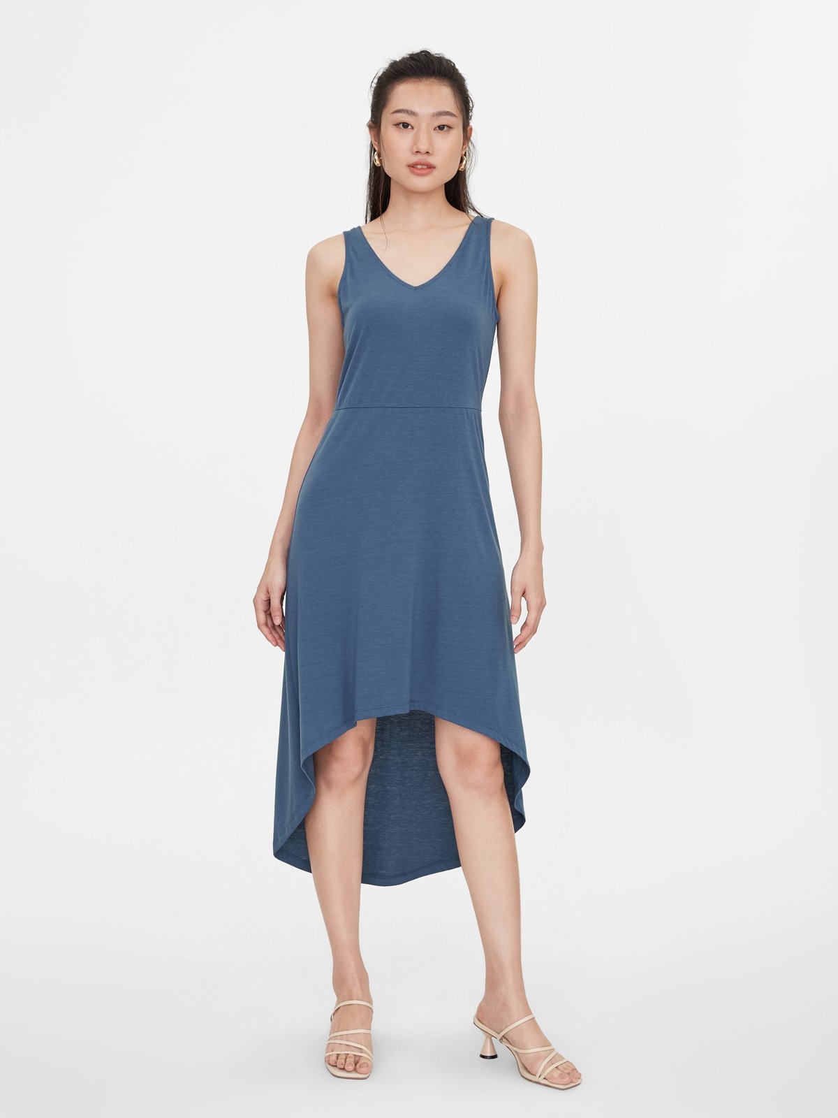 V Neck Sleeveless Dress Blue Pomelo Fashion