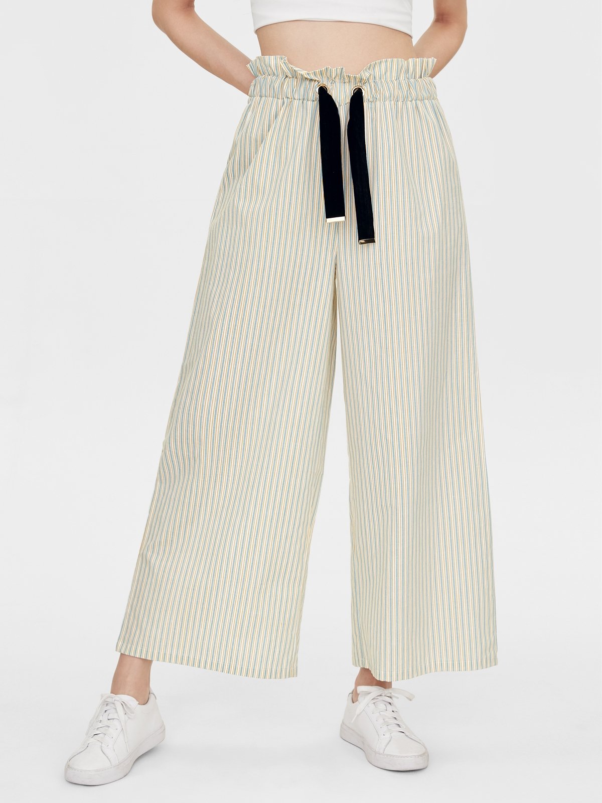 Art light Blue elastic waist Pockets Pants Spring main image 0
