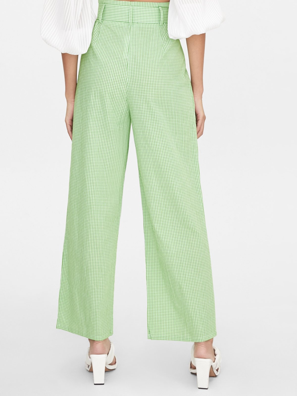 Gingham wide leg clearance pants