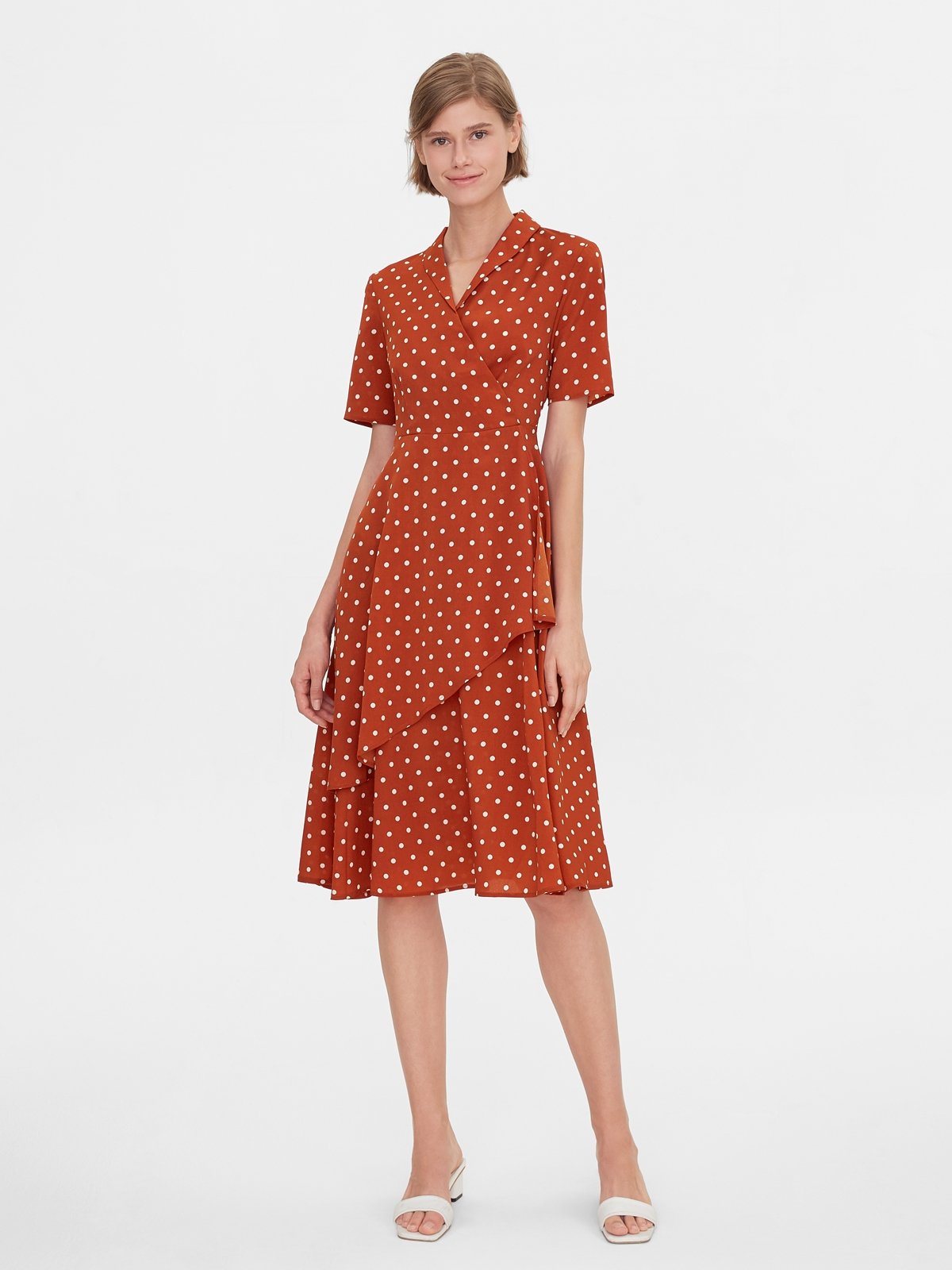 Coral polka dot dress new arrivals