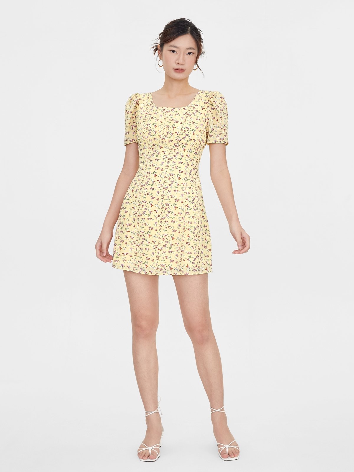 Floral Babydoll Wrap Dress in Yellow main image 1