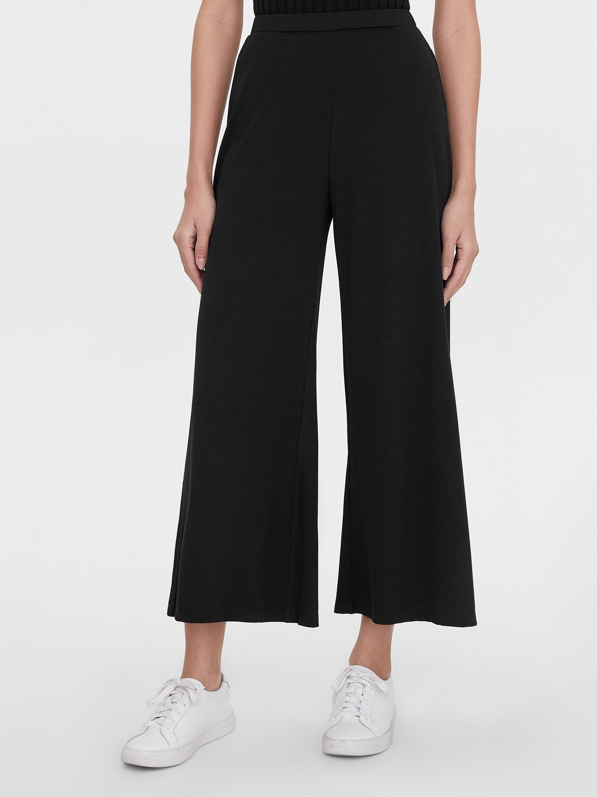 Elastic waist cropped wide new arrivals leg pants