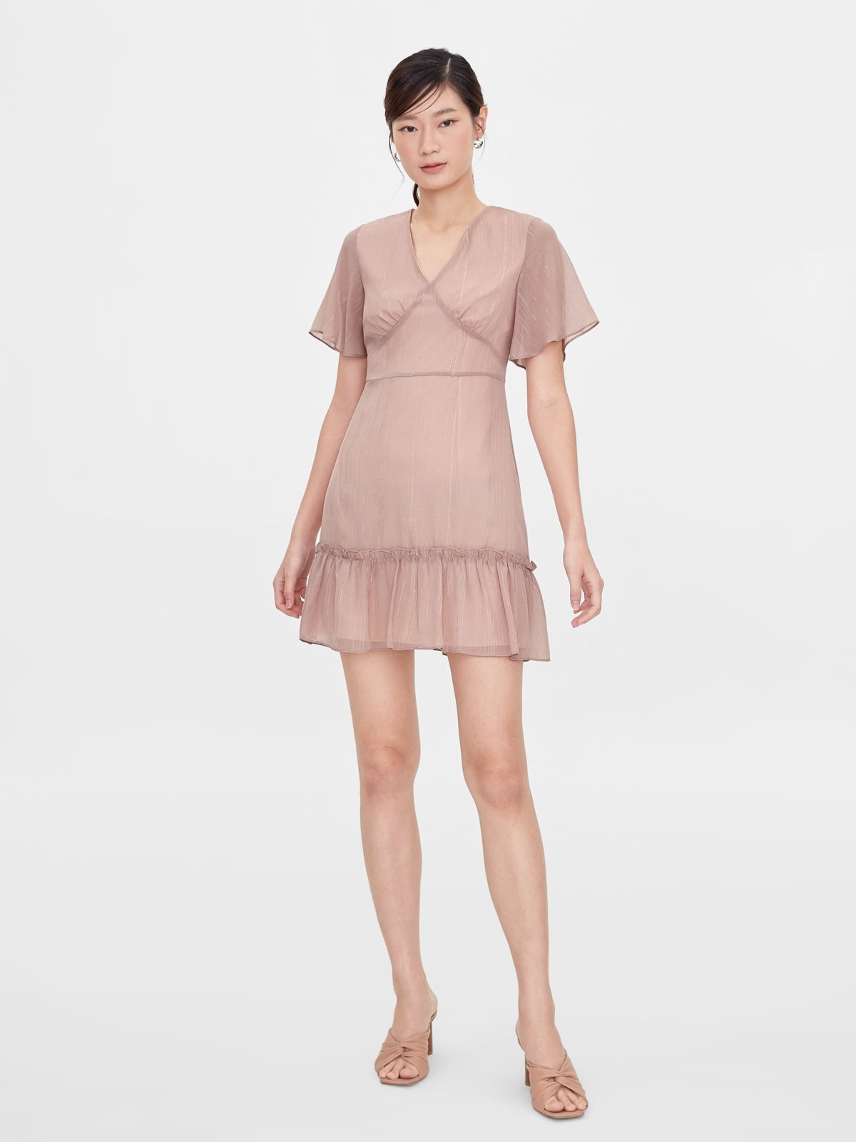 Mini Frill Hem Dress Pink Pomelo Fashion