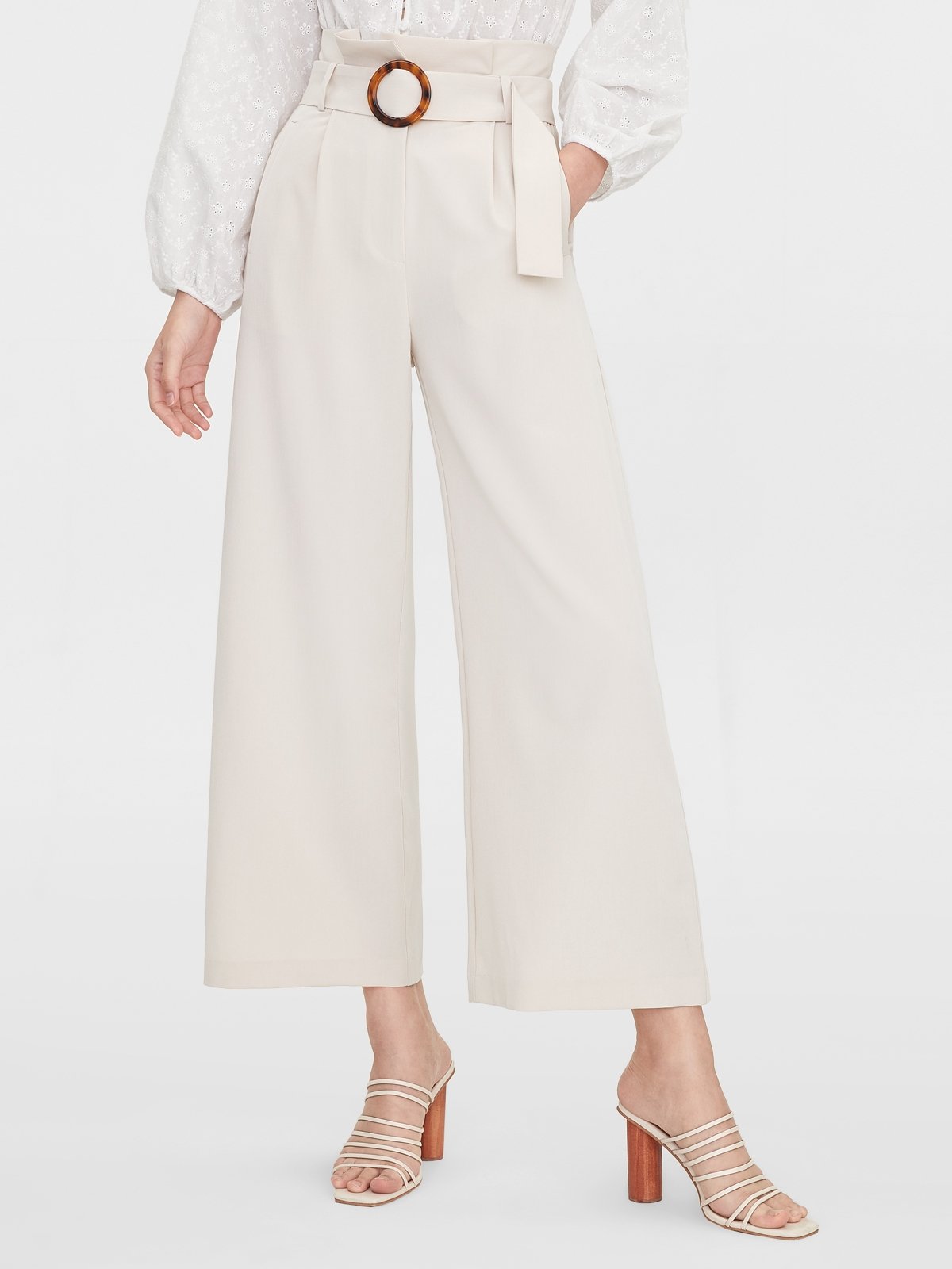 Wool Paperbag Pant - Cream