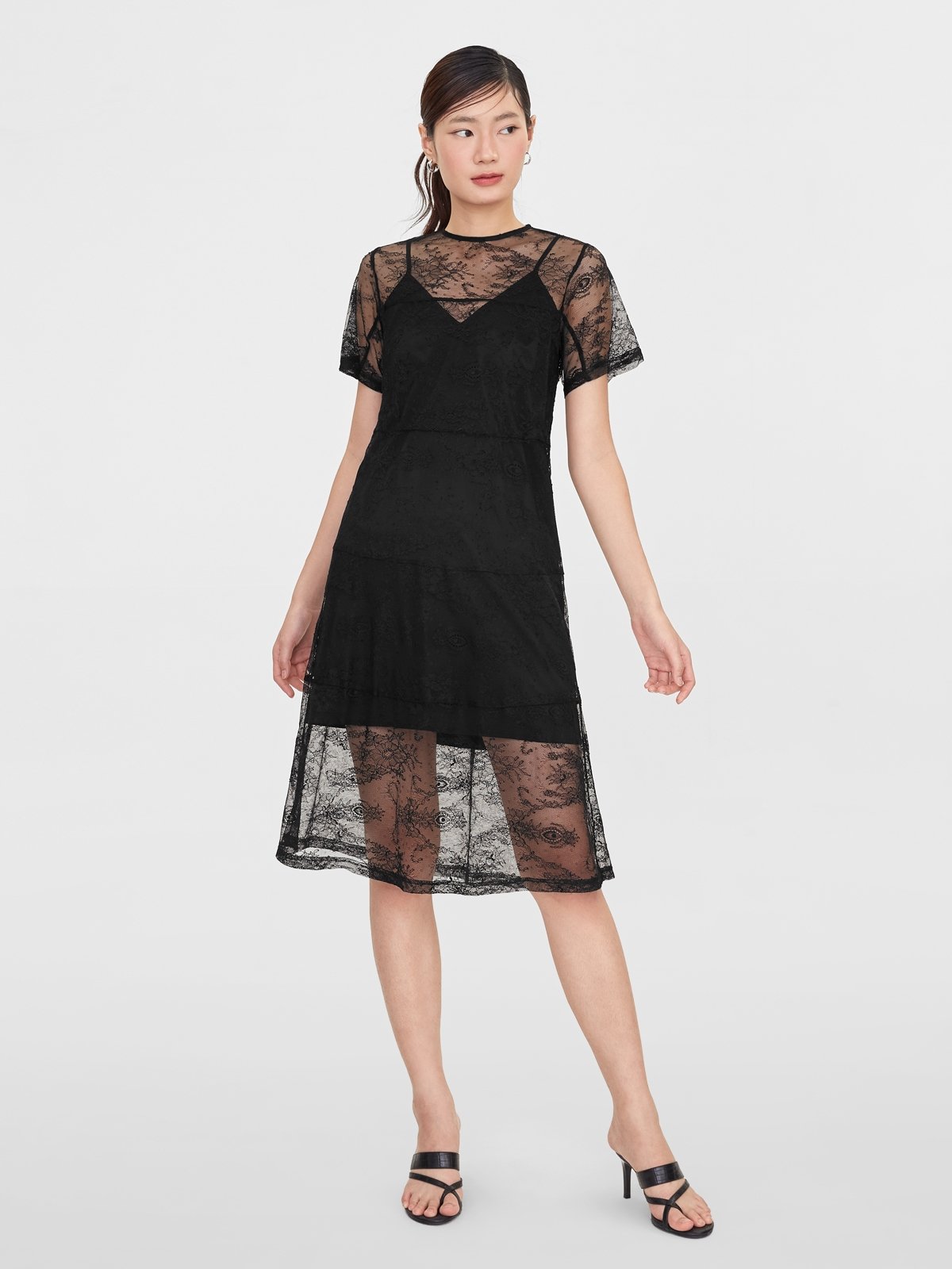 Black sheer store lace dress