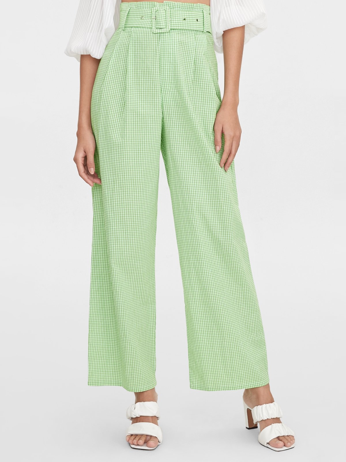 Gingham wide leg deals pants
