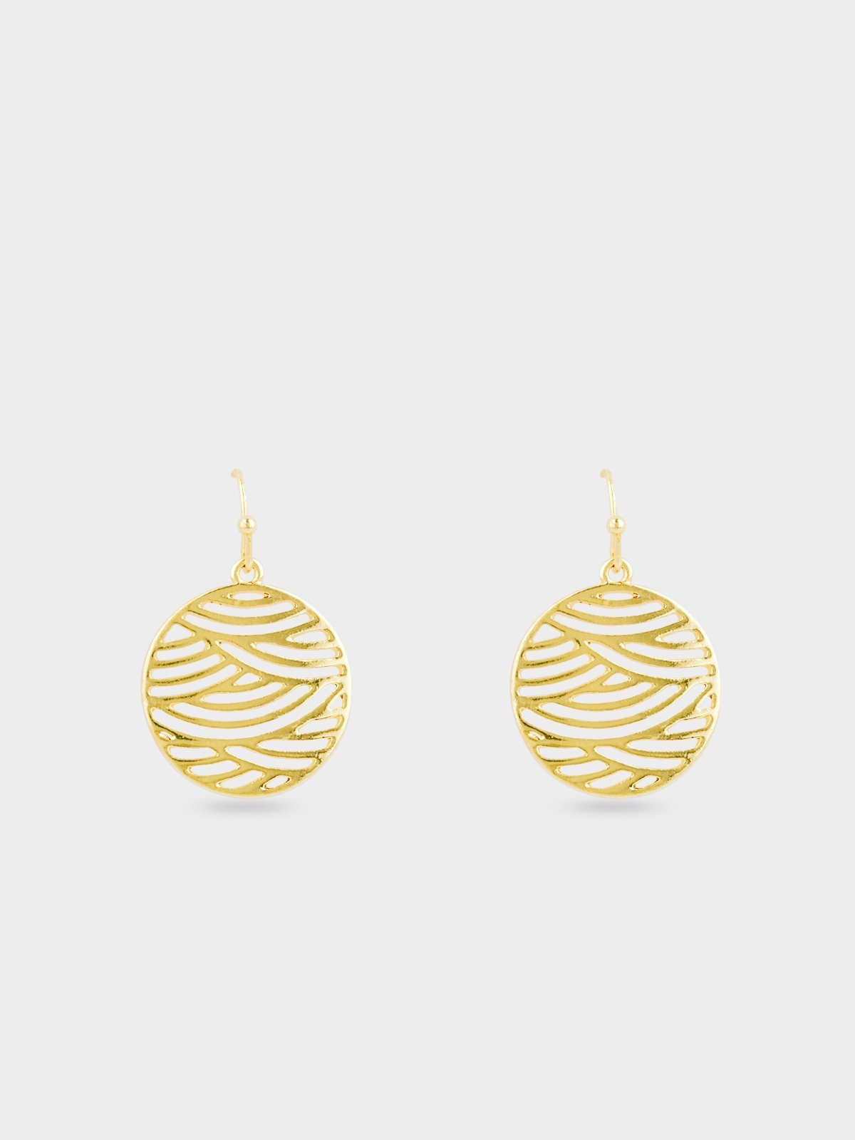 Gold circle top drop earrings