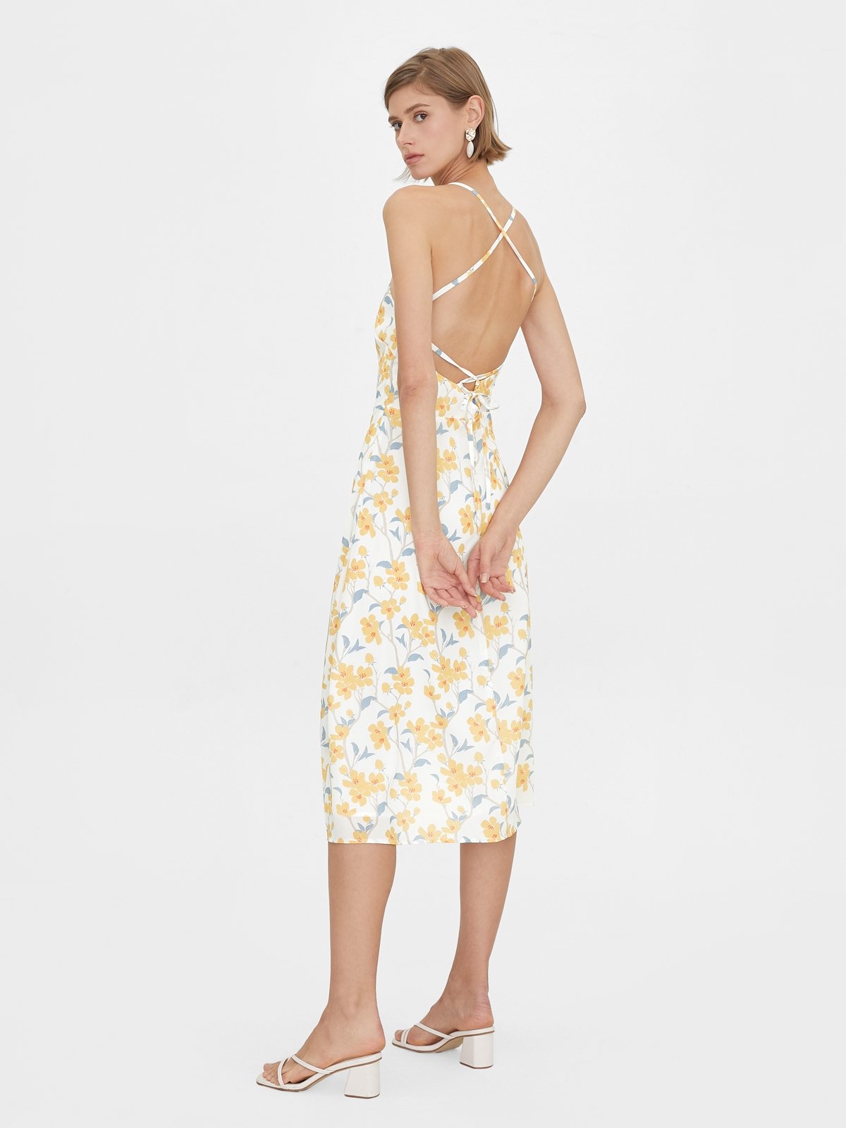 Floral print layered cami dress with criss cross crop top shop