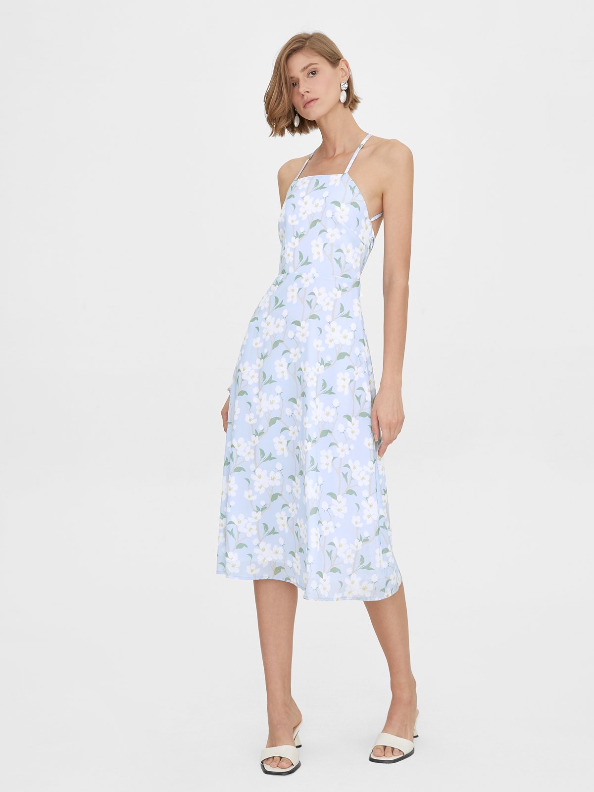 Floral print layered cami dress with criss cross crop top shop