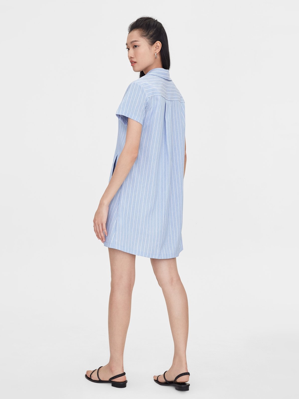 Grey striped 2025 shirt dress