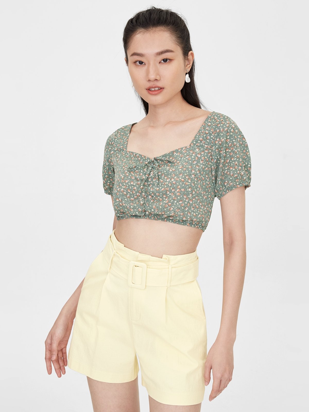 ruched floral crop top