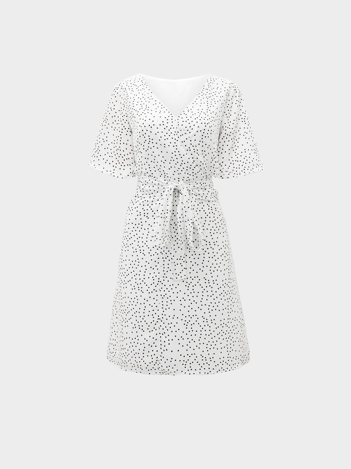 Polka Dot Side Wrap Dress White Pomelo Fashion